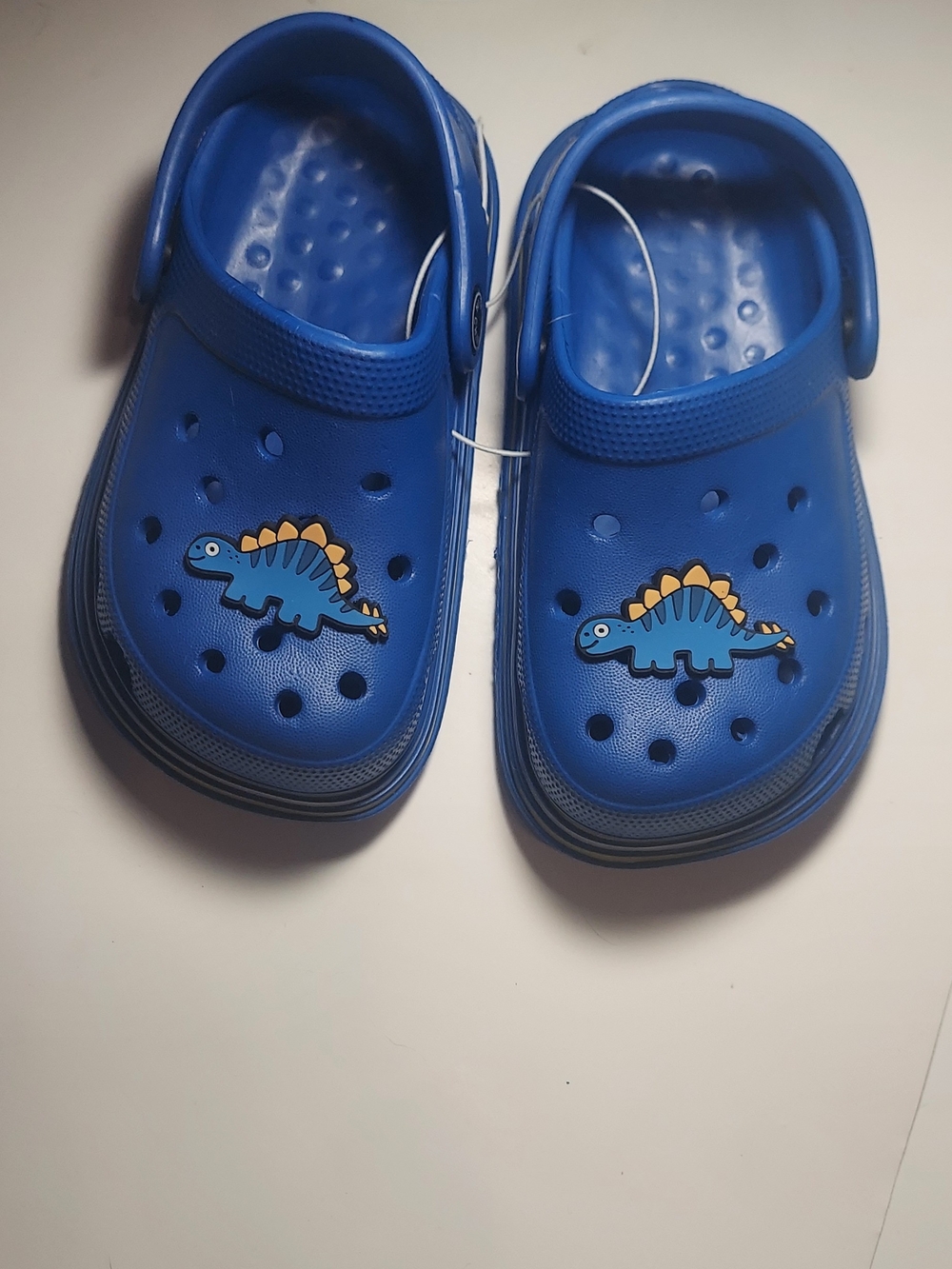 Blue Kids Dinosaur Clog-LikeSandals with Yellow Accents
